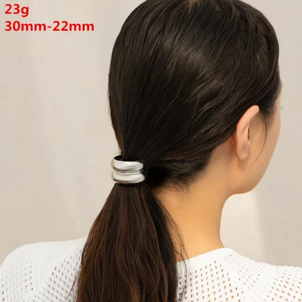 European and American style simple U-shaped alloy ponytail headband high elastic rubber band hairband low ponytail hairband fema - Image 16