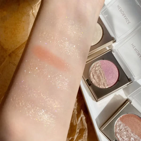 Mashed Potatoes Highlighter Diamond Double Color Highlight Palette Pink Golden Brighten Glitter Natural Contour Blush Makeup - Image 6