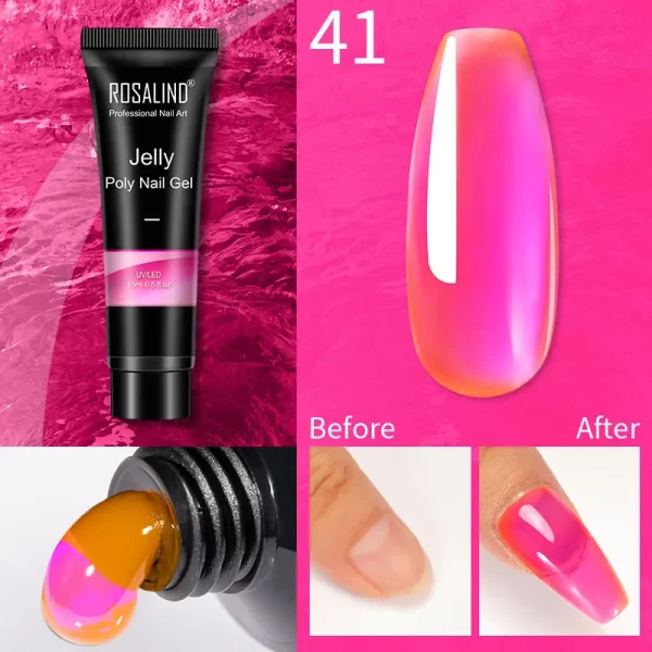 ROSALIND Colorful 15ml Poly Nail Gel Semi Permanent Acrylic Liquid Fast Extension Nail Gel Build Cured with UV/LED Lamp - Image 33
