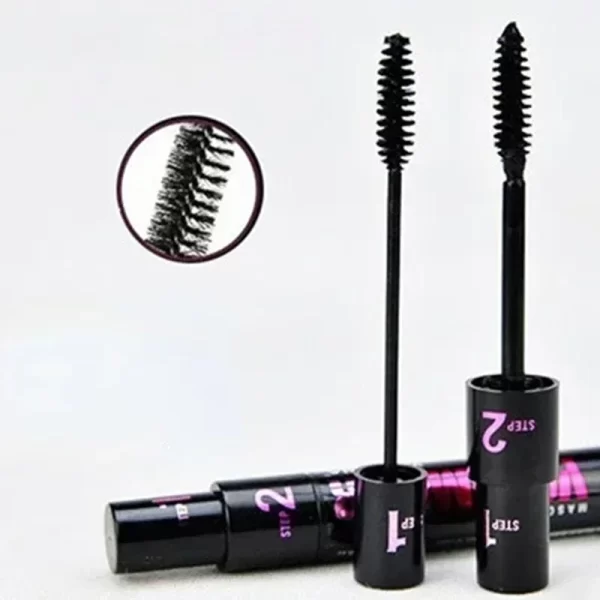 2 In1 Double Purpose Mascara Waterproof Sweatproof Curling Brushes Makeup Eye Fiber Mascara Eyelash Eyelashes Black Make Up - Image 4
