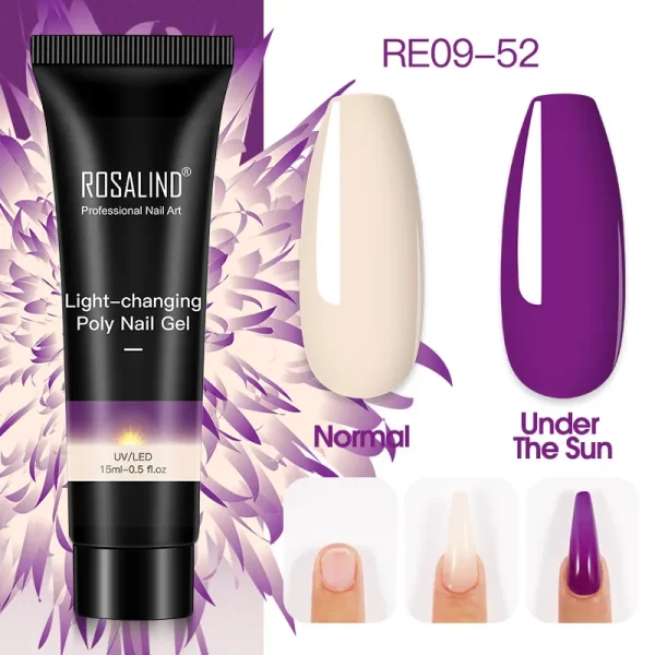 ROSALIND Colorful 15ml Poly Nail Gel Semi Permanent Acrylic Liquid Fast Extension Nail Gel Build Cured with UV/LED Lamp - Image 37