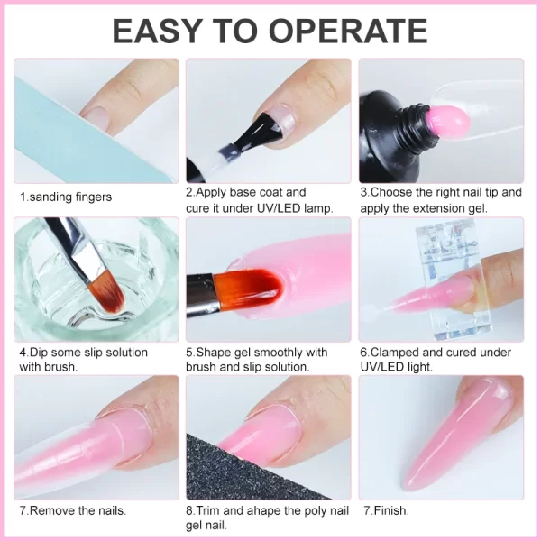 Manicure Set Complete Gel Nail Kit With LED UV Lamp Nail Drill Machine Polygels Kit For Nails Extension Gel Nail Art Kit Tools - Image 5
