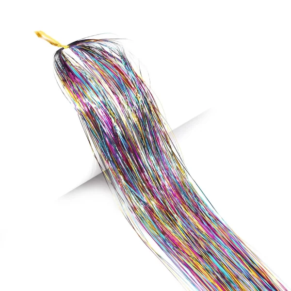 Colourful Shiny Threads Glitter Hair Tinsel Kit Gold Silk HairGlitter String Extensions Accessories For Women Headdress - Image 8