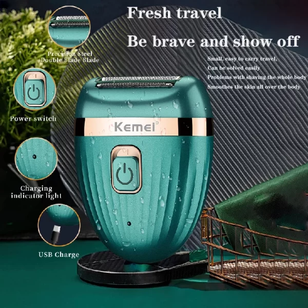 Kemei Rechargeable women electric shaver female razor facial leg bikini trimmer hair remover body lady shaver for women wet&dry - Image 4