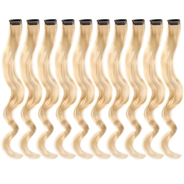 Clip in Hair Extensions,10Pcs/Pack Colored Curly Wave Hair Extensions Party Highlights Long Curly Synthetic Hairpieces for Women - Image 20