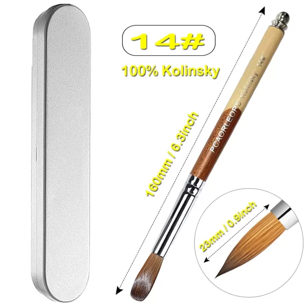 UsiDaer Kolinsky Nail Brush Acrylic with Red Round Wooden Handle and 100% Kolinsky Sable Hair for Crystal UV Gel Painting - Image 11