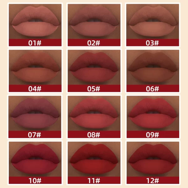 QIBEST 24 Colors Lip Gloss Sexy Red Waterproof  Nude Liquid Lipstick Non-Stick Long Lasting Black White Lipgloss Tint Cosmetics - Image 3