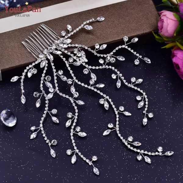 YouLaPan HP481 Crystal Wedding Comb Bridal Hair Clips Headdress Bridesmaid Women Headpiece with Comb Prom Hair Ornament Headwear - Image 4