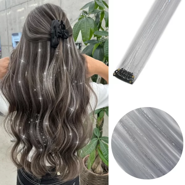 6pcs/pack Colored Party Highlights Clip in Hair Extensions for Girls 22 inches Multi-colors Straight Hair Synthetic Hairpieces - Image 21