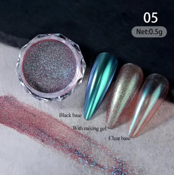 1jar Gradient Chrome Nail Powder Optical Neon Mirror Powder Metallic Mirror Effect Chameleon Pigment Glitter For DIY Manicure - Image 36