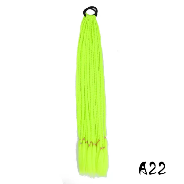 Synthetic Colored Braided Ponytail Hair Extension 60CM Elastic Rubber Band Braiding Ponytail Hair Extensions For Girls - Image 14