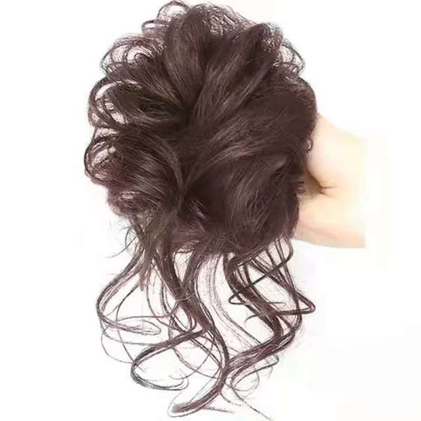 Messy Synthetic Hair Bun Scrunchy Donut Wavy Updo Elastic Scrunchie Wig Hair Rings Bridal Hairpiece Easy Bun Updos for Women - Image 6