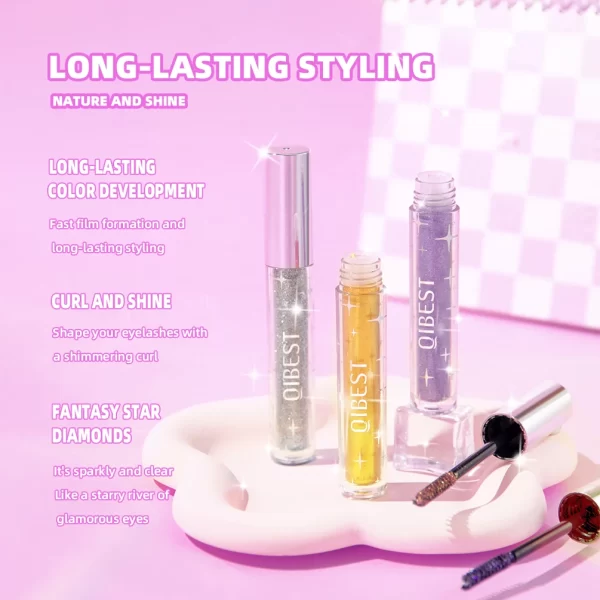 1 PC Diamond Mascara Shining Galaxy Sequins Sweat Proof Glitter Eyelashes Quick Dry Lasting Curling Thick Mascara Shimmer Makeup - Image 4