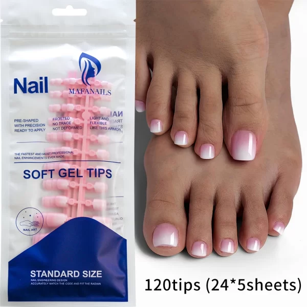 120pcs Gradient Short Ballet Press on Toenails Wearable Simple Nude Color False Toe Nails Full Cover Finished False Nail Tips *& - Image 14