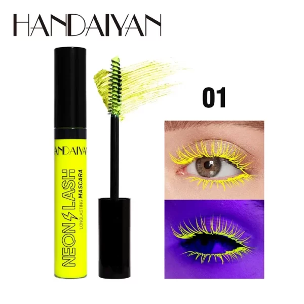 Fluorescence Mascara Waterproof No Blooming Fast Dry Colorful Neon Eyelashes Curling Yellow Blue Lengthens Eye Lashes Cosmetics - Image 6