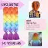24 Inch Synthetic Ombre Jumbo Braiding Hair 3 Packs Rainbow Colorful Hair Extensions Silky Twists Crochet Hair Braids for Women - Image 4