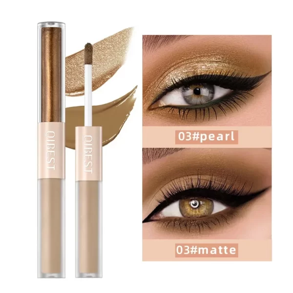 Double-head Matte Shimmer Liquid Eyeshadow Glitter Eye Makeup Pearlescent Lying Silkworm Shiny Natural Long-lasting Cosmetics - Image 9