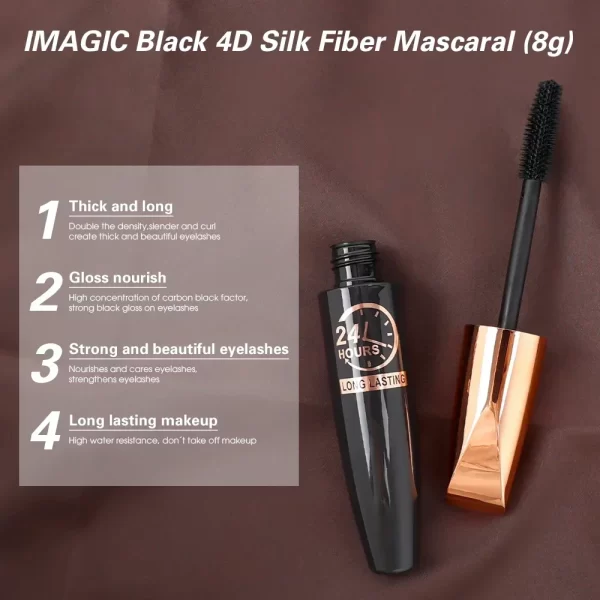 5D Waterproof Mascara Lengthens Eyelashes Extension Black Silk Fiber Mascara Female Makeup Cosmetic Waterproof Mascara - Image 4