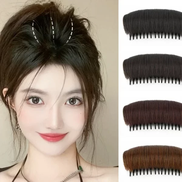 1pc Invisible Fluffy Hair Pad for Women Cushion Stable Comfortable High Temperature Fiber Insert Comb Hair Styling Tools Coffee - Image 3