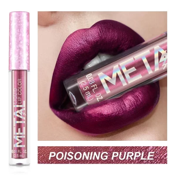 Glitter Metallic Liquid Lipstick Waterproof Shiny Shimmer Metal Lip Gloss Tint Non-Stick Cup Lipgloss Long Lasting Makeup Beauty - Image 15