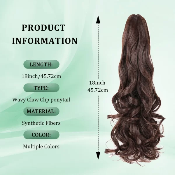 Ponytail Extension Claw  Curly Wavy Clip in Hairpiece Ponytail Hair Extensions Long Pony Tail Synthetic for Women - Image 4