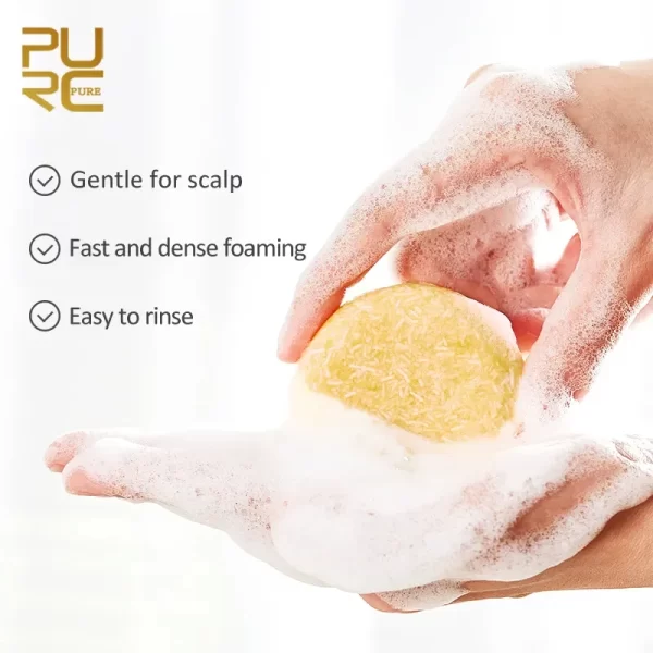 PURC Polygonum Shampoo Bar Gray White Hair Darkening Soap Bamboo Charcoal Black Hair Solid Shampoos Cleaning Scalp Treatment 60g - Image 6