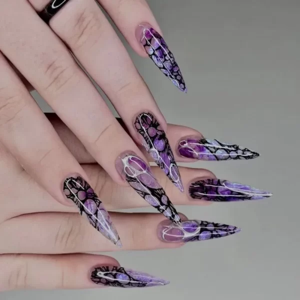 Horror Manga Gothic Style Fake Nails Black White Anime Nail Art Press on Nails Nail Accessories Popular False Nails Nail Tips - Image 17
