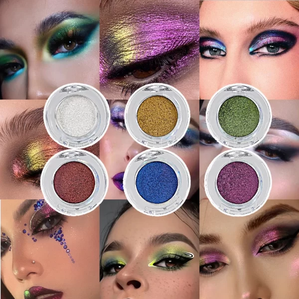 High-Pigmented Chameleon Purple Eyeshadow Powder MultiChrome Shifting Pigments Shiny Metallic Lipstick Eyes Makeup Palette - Image 5