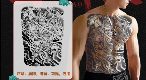 Full Back Chest Herbal Juice Ink Semi-permanent Tattoo Stickers 7-15 Days Long Lasting Temporary Fake Tattoo Totem Men Adult - Image 19