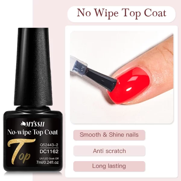 Mtssii 7ml No Wipe Top Base Coat Nail Gel polish Matte Top Coat  Enhancer Varnish Semi Permanent Soak Off UV LED Nail Art Tool - Image 112
