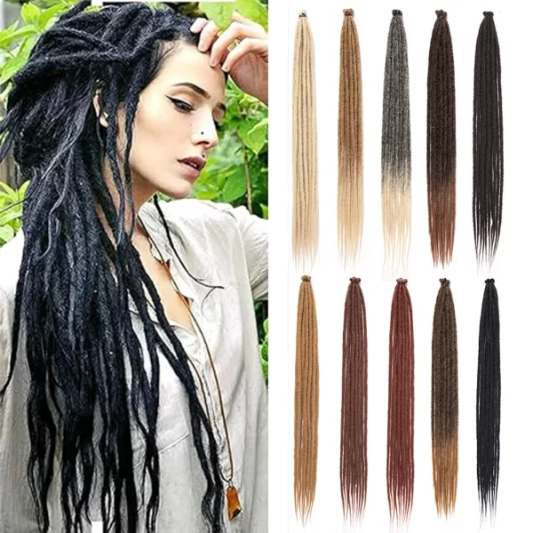 Synthetic Dreadlock Extensions 10 Root/pack Hippie Single Ended Dreads Ombre Loc Extensions 24 Inch Reggae Style Crochet Hair