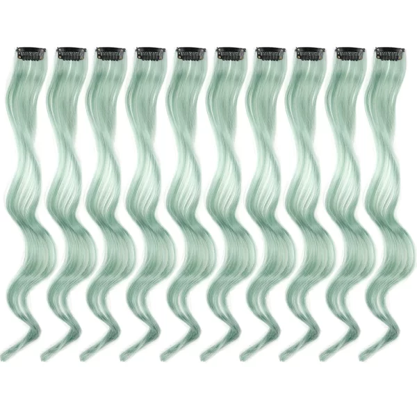 Clip in Hair Extensions,10Pcs/Pack Colored Curly Wave Hair Extensions Party Highlights Long Curly Synthetic Hairpieces for Women - Image 26