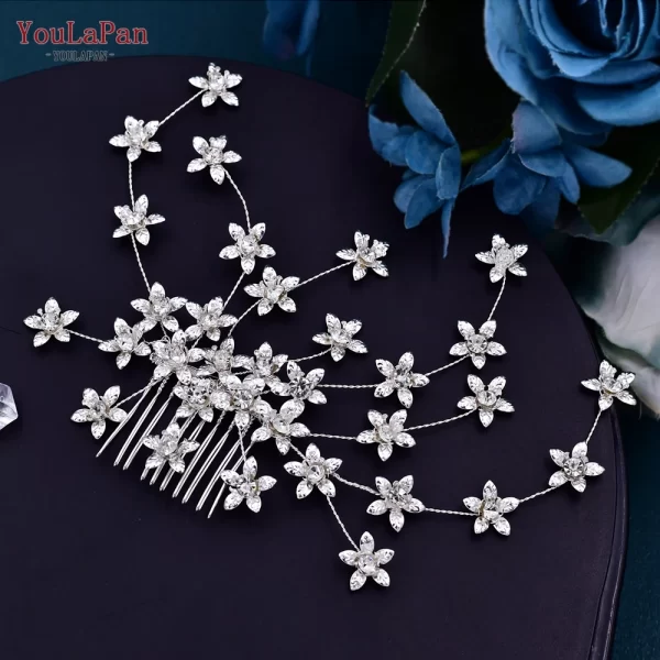 YouLaPan HP502 Flower Wedding Combs Woman Hair Accessories for Party Bride Hair Ornaments Jewelry Bridal Headpiece with Comb - Image 2