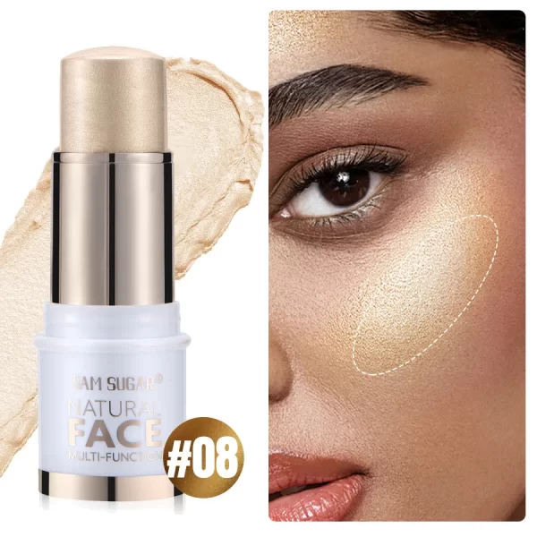 SAM SUGAR Highlighter Stick Brightening Skin Tone Contouring Natural Stereo Concealer Blush Multi-Purpose Stick - Image 10