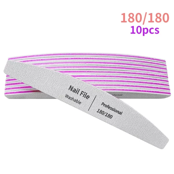 Nail File 100 to 180 Professional Tools Emery for Manicure Lime 240 Sandpaper Gel Polishing Files for Nails Buffers Set Polisher - Image 20