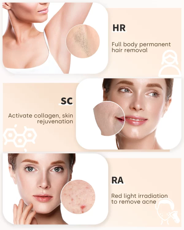 Professional IPL Hair Removal Laser 999900 Flashes Painless Pulsed Light Epilator HR/RA/SC 3 in 1 Whole Body Treament Home Use - Image 4