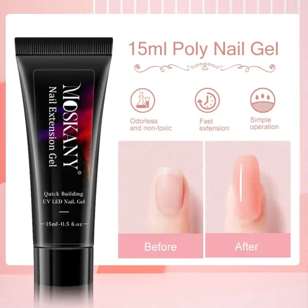 Poly Nail Gel Full Set With 6W LED Lamp Nail Set For Beginner Nail Tips Art 3D Design Decoration Extension Manicure Tools Kit - Image 6