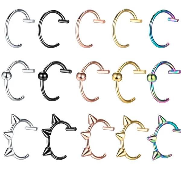 1Pc Stainless Steel Fake Nose Ring Hoop Septum Rings C Clip Lip Ring Earring Fake Nose Piercing Women Body Jewelry Non-Pierced - Image 2