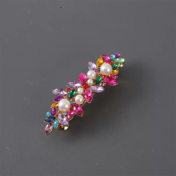 Luxury Rhinestones Faux Pearl Spring Clip Women Elegant Crystal Leaf Flower Hairpins For Bridal Wedding Headdress Accessories - Image 11