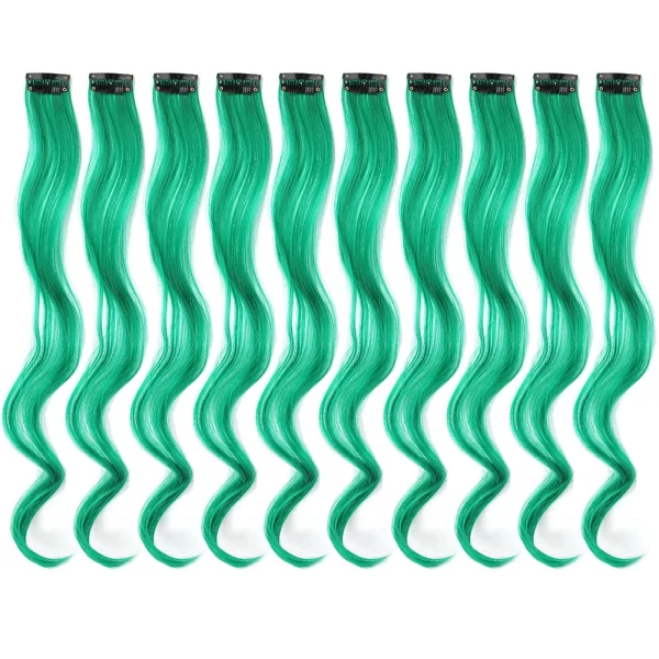 Clip in Hair Extensions,10Pcs/Pack Colored Curly Wave Hair Extensions Party Highlights Long Curly Synthetic Hairpieces for Women - Image 25