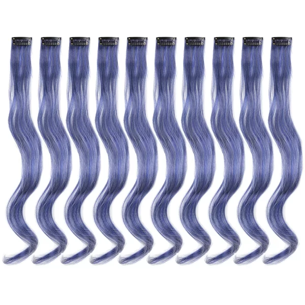 Clip in Hair Extensions,10Pcs/Pack Colored Curly Wave Hair Extensions Party Highlights Long Curly Synthetic Hairpieces for Women - Image 31