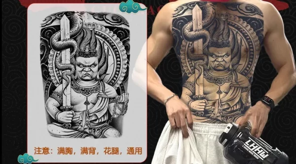 Full Back Chest Herbal Juice Ink Semi-permanent Tattoo Stickers 7-15 Days Long Lasting Temporary Fake Tattoo Totem Men Adult - Image 21