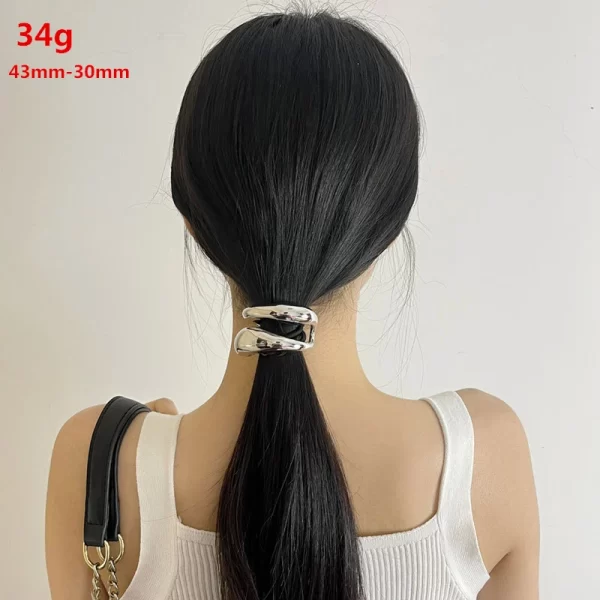 European and American style simple U-shaped alloy ponytail headband high elastic rubber band hairband low ponytail hairband fema - Image 14