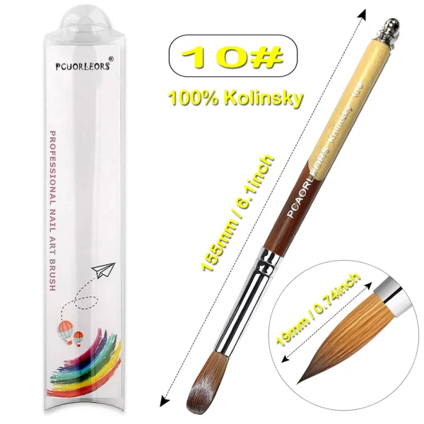 UsiDaer Kolinsky Nail Brush Acrylic with Red Round Wooden Handle and 100% Kolinsky Sable Hair for Crystal UV Gel Painting - Image 7
