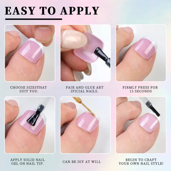 120pcs Gradient Short Ballet Press on Toenails Wearable Simple Nude Color False Toe Nails Full Cover Finished False Nail Tips *& - Image 2