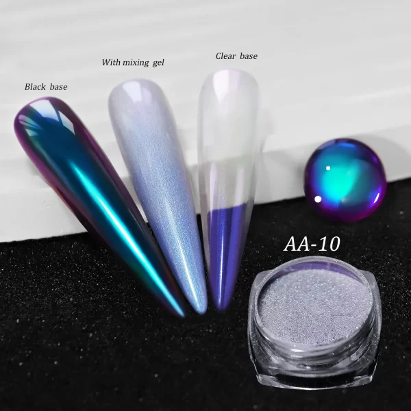 1jar Gradient Chrome Nail Powder Optical Neon Mirror Powder Metallic Mirror Effect Chameleon Pigment Glitter For DIY Manicure - Image 49