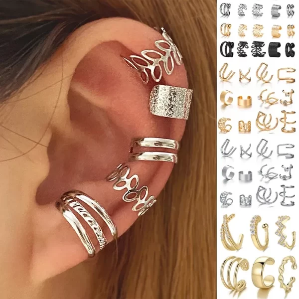 Punk Ear Clip Earrings For Women Jewelry Ear Cuffs Without Hole Fake Piercing Earring Earcuff C-shape Clip On Earrings Brincos