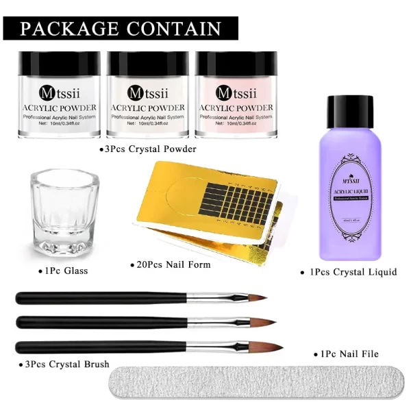 Nail Crystal Powder Kit Acrylic Liquid With Brush Pink White Acrylics For Nails Extension Carving Professional nail equipment - Image 3