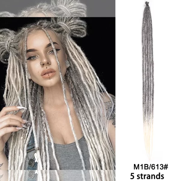 5strands Dreadlocks Hair Extensions Synthetic Faux Locs Crochet Hair Braids Hip-hop Knotless Hook Ombre Braiding African Tribe - Image 25