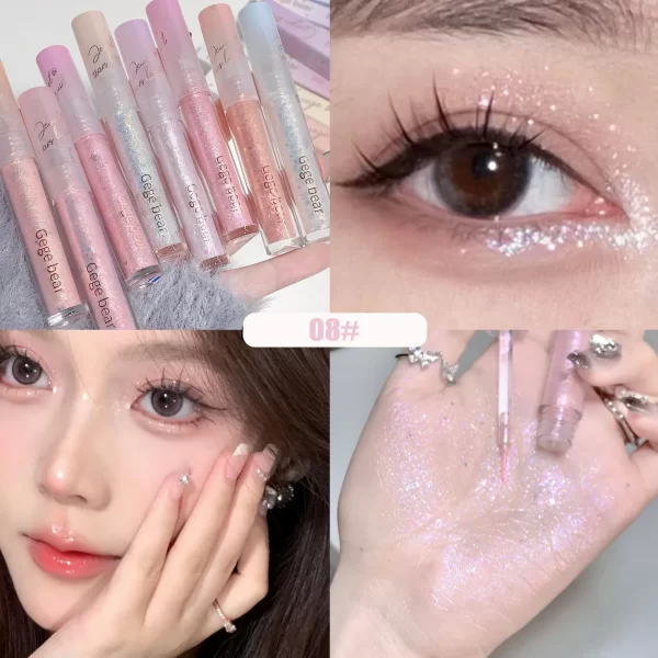 Sparkling Liquid Eye Shadow Lying Silkworm Highlighter Waterproof Pearl Sequins High-gloss Brightening Glitter Eyeshadow Stick - Image 8